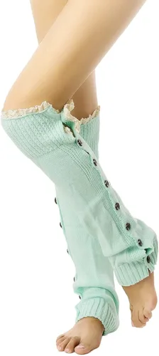 Vista 2 de iB-iP Calcetines de punto para mujer, con ojales ligeros, de encaje, hasta la rodilla