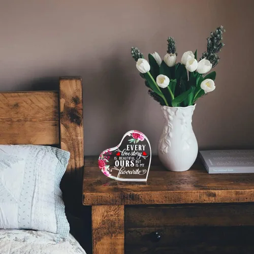 Vista 5 de PETCEE Regalos para el Día de la Madre de parte de hija, hijo, Every Love Story is Beautiful Day Keepsake Gifts for Wife from Husband Anniversary