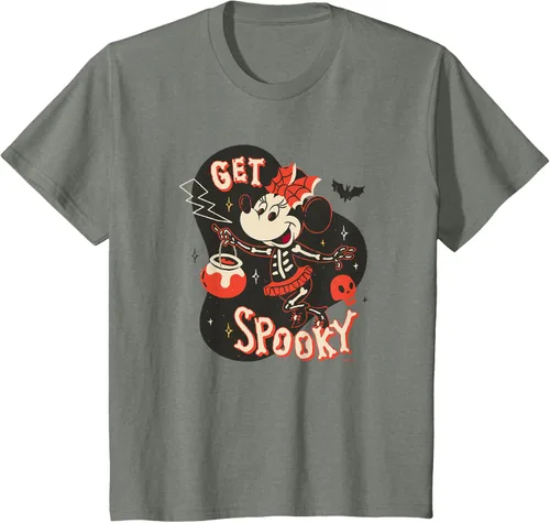 Vista 84 de Disney Disfraz de esqueleto de Minnie Mouse para Halloween, camiseta espeluznante Negro