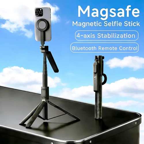 Vista 2 de Trípode magnético de 64 pulgadas para iPhone MagSafe Para grabación de video, vlogging y creadores de contenido de viaje