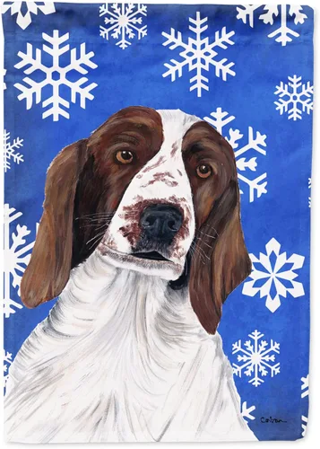 Vista 299 de Caroline's Treasures SC9374GF Bulldog English Snow flakes Holiday Garden Flag Buzón Bandera decorativa para patio exterior, patio, obras de arte