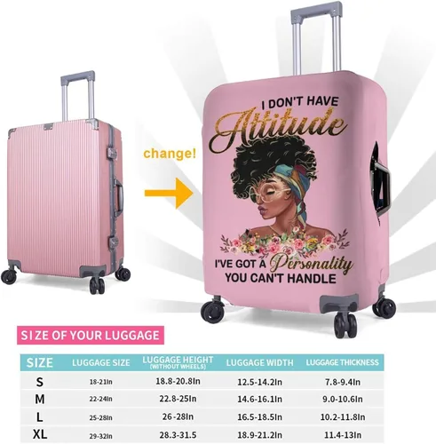 Vista 6 de Protector de maleta de viaje para mujer afroamericana, elástica, lavable, funda de equipaje con cremallera oculta adecuada para 18-32 pulgadas