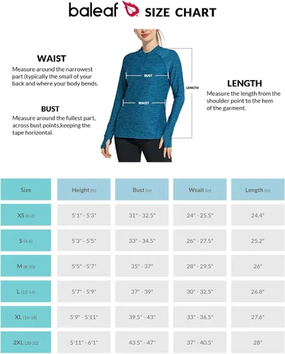 Vista 7 de BALEAF Camisas de secado rápido para mujer, manga larga, para correr, senderismo, entrenamiento, UPF50+ SPF