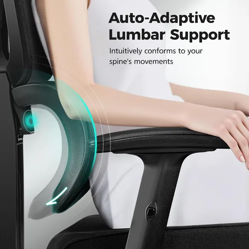 Vista 5 de Silla de Oficina Ergonómica de Respaldo Alto Silla de Escritorio con Soporte Lumbar, Silla de Computadora de Malla Transpirable con Reposabrazos