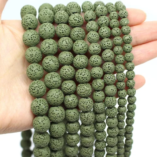 Vista 16 de Oameusa Cuentas redondas sueltas de ágata de piedra volcánica de lava azul de 0.236 in para hacer joyas, 1 hebra de 15 pulgadas, 1 hebra por