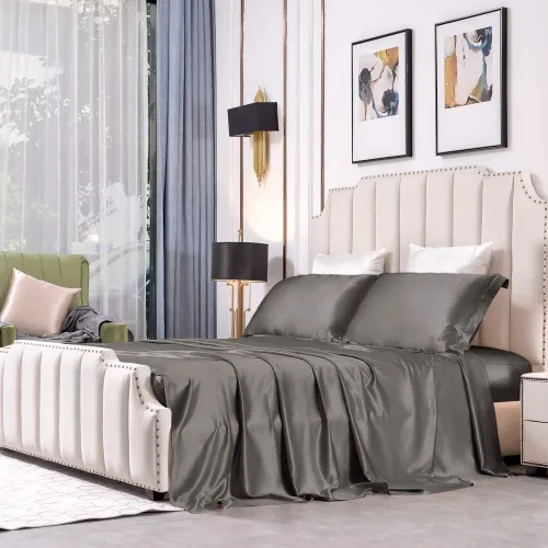 Vista 14 de THXSILK Juego de sábanas de seda de 4 piezas, 100% seda de morera de 25 momme de hebra larga, juego de sábanas y fundas de almohada, extremadamente