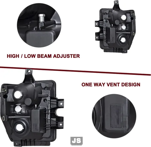 Vista 5 de JSBOYAT Juego de focos delanteros de repuesto con bombillas para Ford F250 F350 F450 F550 Super Duty 2008-2010. Carcasa negra con reflector