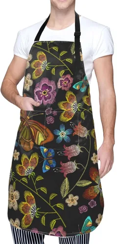 Vista 2 de Perinsto Waterproof Apron With 2 Pockets Kitchen Chef Aprons Bibs For Cooking Baking Painting Gardening Grooming