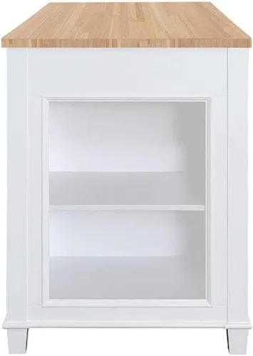 Vista 6 de KD-01-W Medley - Isla de cocina con mesa de comedor extensible de 54 pulgadas de ancho, color blanco, no necesita montaje
