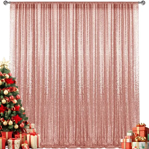 Vista 68 de 2 paneles de cortinas de fondo de lentejuelas verdes de 8 pies, cortinas de fondo de fotografía con purpurina para decoración de Navidad, boda