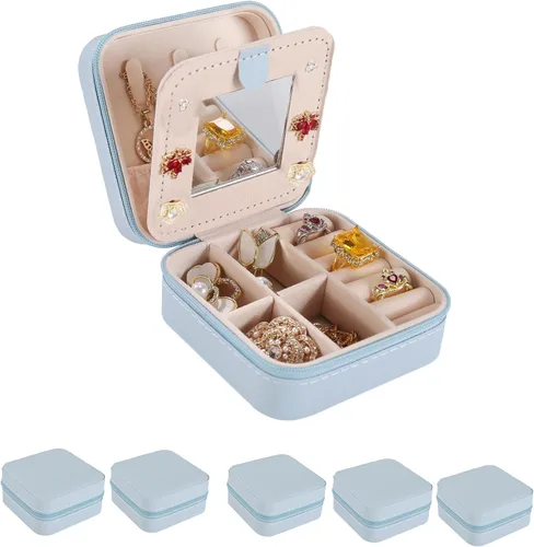 Vista 29 de KElofoN Estuche de viaje para joyas Caja de viaje para joyas Organizador de joyas de viaje Pequeño estuche organizador de joyas para niñas y mujeres