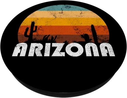 Vista 2 de Arizona USA State Retro Vintage Gift PopSockets - Agarre y soporte para teléfonos y tabletas, Negro
