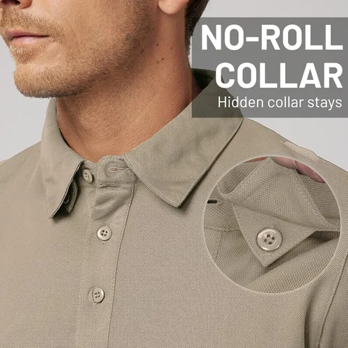Vista 3 de MIER Men's Outdoor Performance Tactical Polo Shirts Short and Long Sleeve, Moisture-Wicking