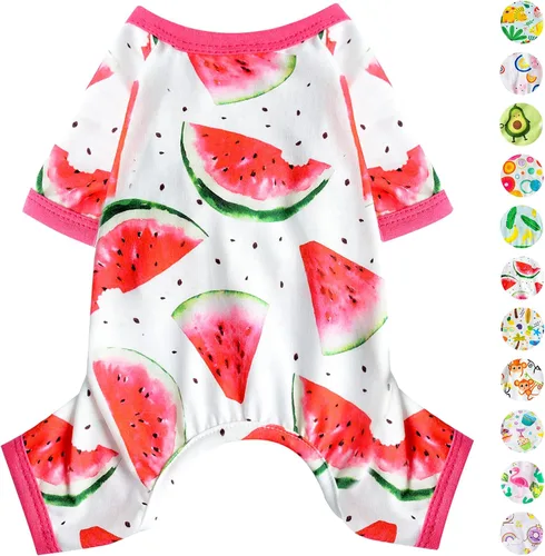 Vista 11 de Pijamas para perros de primavera y verano, ropa para perros pequeños y niñas – Niños – Perros de tamaño mediano, ropa suave y elástica para Verde