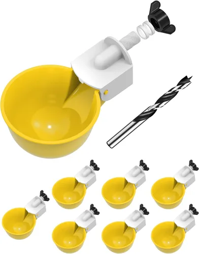 Vista 12 de Vasos para beber pollo (paquete de 8) con broca de 3/8 pulgadas, color azul Automatic Poultry Drinker Feeder Kit for Chickens, Ducks, Turkeys