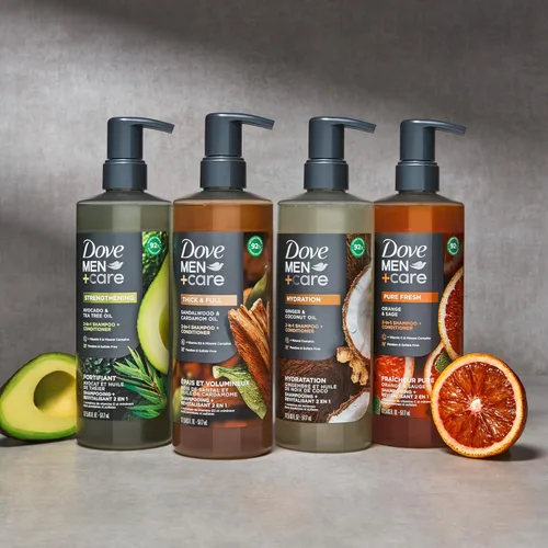 Vista 6 de DOVE MEN + CARE Champú 2 en 1 + acondicionador sándalo y cardamomo, 17.5