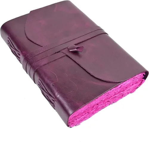 Vista 10 de Diario de cuero vintage – 200 páginas de papel rústico con borde irregular – Páginas sin líneas, Libro de las Sombras, Grimorio, Cuaderno de notas