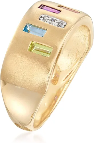 Vista 3 de Ross-Simons 0.50 ct. t.w. Multi-Gem Ring With Diamond Accents in 14kt Yellow Gold