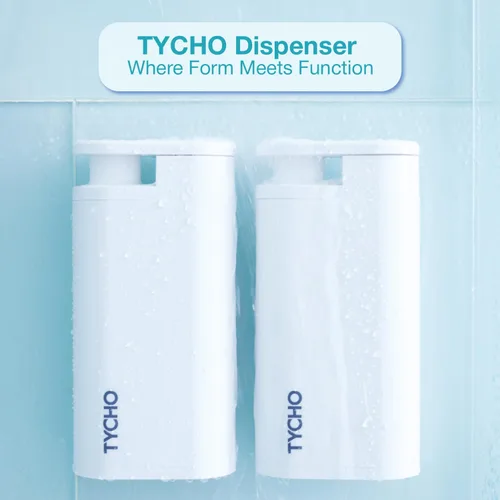 Vista 3 de TYCHO Dispensadores de ducha y champú hidratante y acondicionador hidratante (2+2) – No necesita herramientas para champú y acondicionador Champú