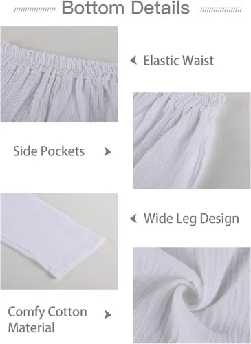 Vista 6 de Flygo Conjunto de 2 piezas para mujer, conjunto de pantalones cortos de algodón y lino, manga enrollable, camisa con botones y pantalones cortos