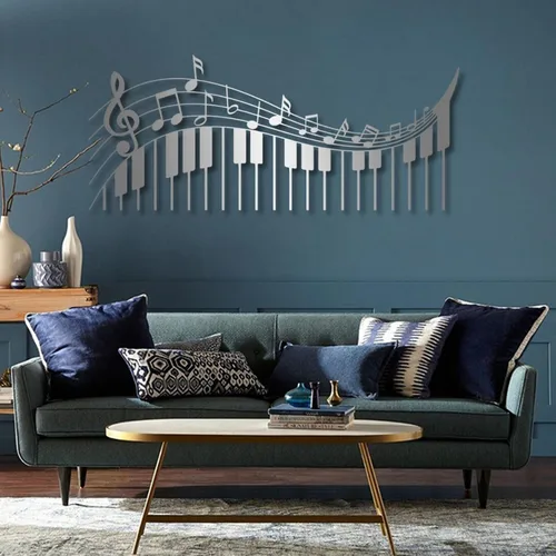 Vista 6 de Nota de metal musical para pared, notas musicales y arte de pared de metal para piano, decoración de pared de metal musical, arte de pared de notas