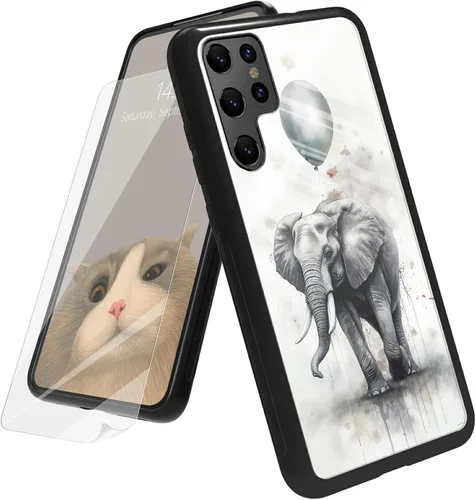 Vista 97 de Funda para Samsung Galaxy A12 5G con protector de pantalla, parte trasera de vidrio templado + TPU de silicona suave que absorbe los golpes