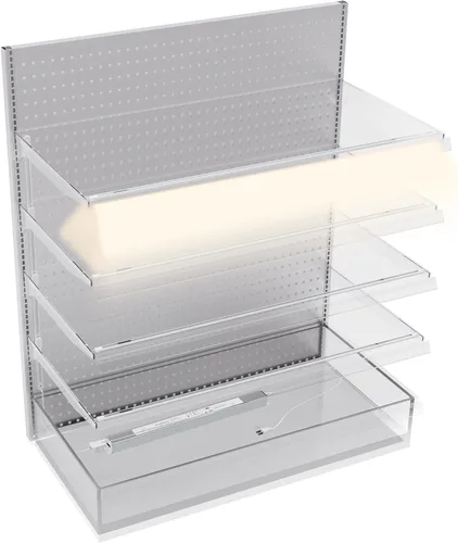 Vista 9 de Kit de luz de góndola al por menor, montaje magnético blanco puro de 6000 K con controlador de 24 V y pista de alimentación para estantes