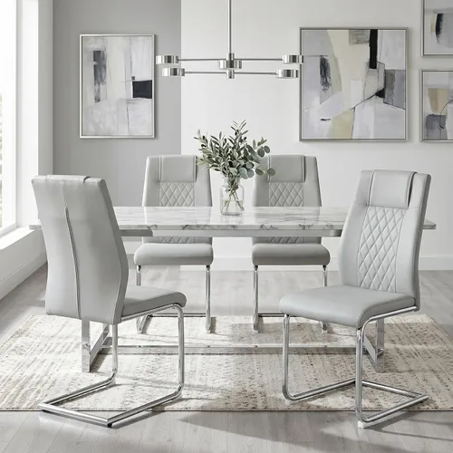 Vista 11 de gopop Juego de 4 sillas de comedor, modernas sillas de cocina y comedor con patas de metal galvanizado, sillas laterales tapizadas para comedor