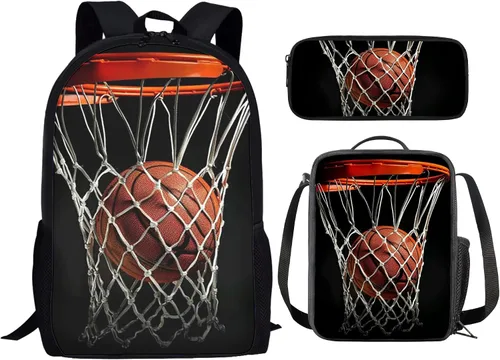 Vista 73 de HUGS IDEA Juego de 3 bolsas escolares con aislamiento térmico para el almuerzo, estuche para lápices