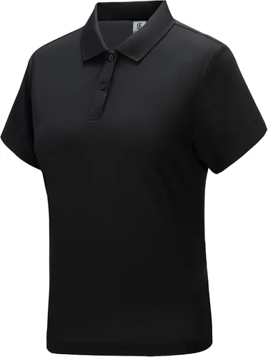 Vista 7 de Casei Camisas polo para mujer, camisas de golf, secado rápido, absorben la humedad, polo blanco y negro