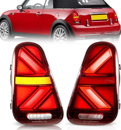 Vista 13 de Ensamble de luces traseras VLAND Compatible con BMW Mini R50 R52 R53 2001-2006, lámpara trasera Union Jack con DRL dinámico, luz trasera con señal