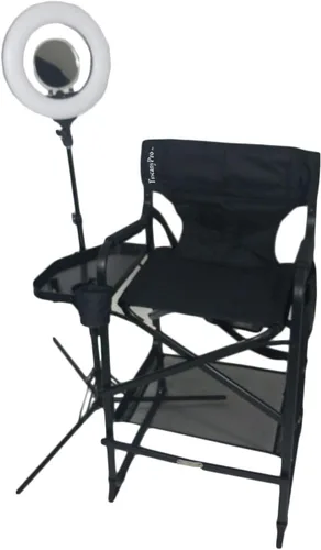 Vista 9 de Silla de directores alta profesional portátil con bandeja lateral, nombre personalizado/logotipo impreso, altura del asiento de 29 pulgadas