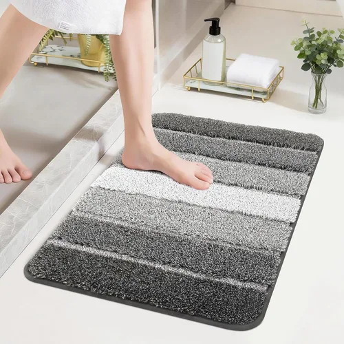 Vista 29 de COSY HOMEER Alfombras de baño de 24 x 17 pulgadas, ultra suaves y absorbentes, con respaldo de TPR antideslizante, lavable a máquina, alfombra Beige