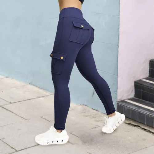 Vista 4 de ADJHDFH Pantalones de fitness para mujer, pantalones de yoga ajustados de alta elasticidad, de secado rápido, pantalones para correr, todos