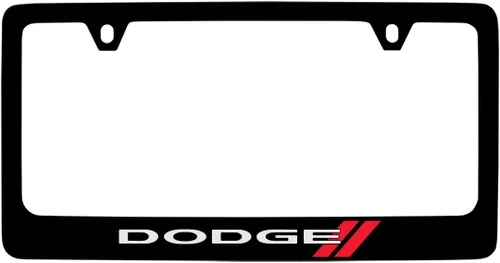 Vista 5 de Dodge Marco de matrícula con logotipo (2 agujeros/latón, cromo/ancho)