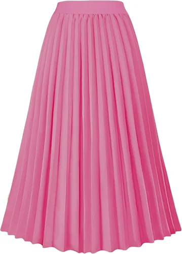 Vista 6 de GOLDSTITCH Falda Plisada de Cintura Alta para Mujer Línea A Falda Midi Acampanada Negro