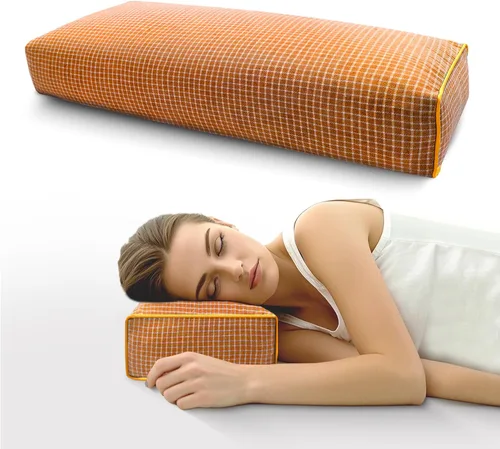 Vista 12 de Almohada ajustable de casco de trigo sarraceno para aliviar el dolor de cuello (21 x 8 x 4), almohada de enfriamiento natural para campamento