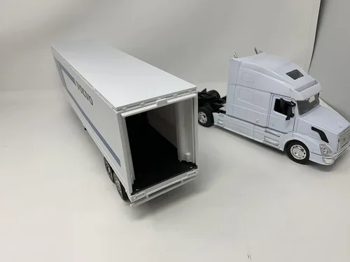 Vista 4 de NewRay tractor y remolque Volvo VN-780, escala 1/32. Modelo prearmado de camión con semi color blanco