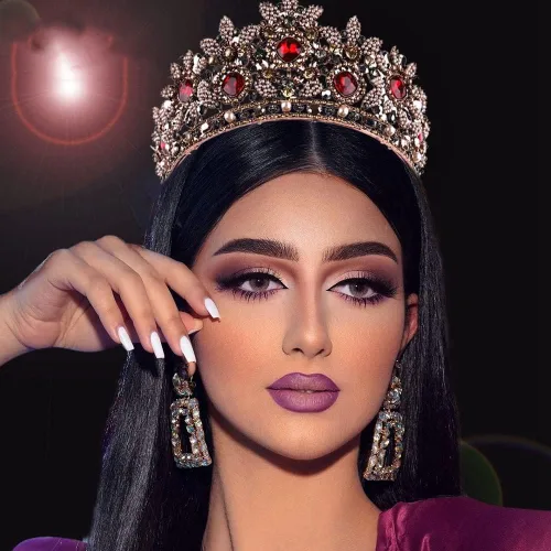 Vista 2 de hair jewelry crown tiaras for women Wedding Tiaras and Crowns Red Rhinestone Bridal Hair Jewelry Retro Crystal Women Headpiece Baroque Headdband