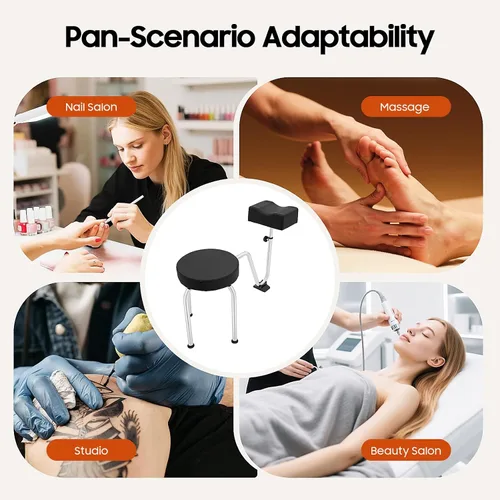 Vista 6 de Reposapiés de pedicura, altura y longitud ajustables, reposapiés portátil independiente para salón, reposapiés de masaje para tecnología de uñas