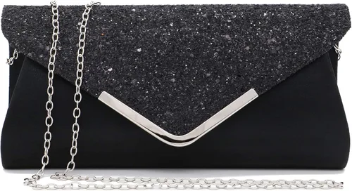 Vista 7 de ZIUMUDY Bolso de mano de noche con purpurina brillante para colgar en el hombro, bolso de mano para boda nupcial