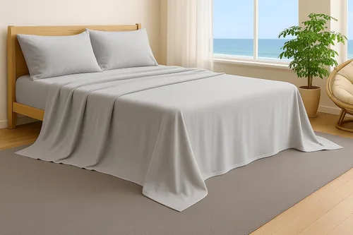 Vista 7 de Juego de sábanas de cama 100% algodón con bolsillo profundo - Tejido jersey de camiseta - Extra suave - Fácil ajuste - Juego de 4 piezas con fundas