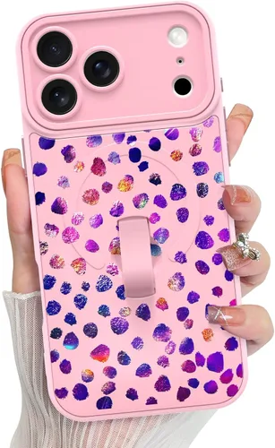 Vista 89 de KANGHAR Compatible con iPhone 17 Pro Case Spot Pattern - Negro Mancha rosada negra