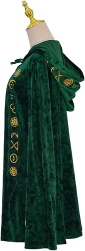 Vista 4 de CosplayDiy Vestido medieval de terciopelo verde para disfraz de bruja para mujer, talla grande
