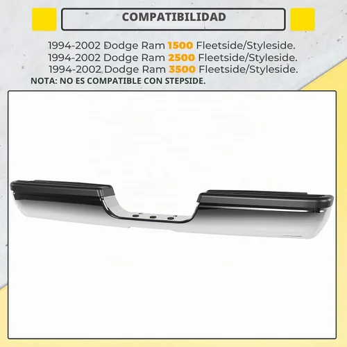 Vista 2 de KUAFU Conjunto de parachoques W/Pasos Plata+Acero Negro+Plástico CH1102328