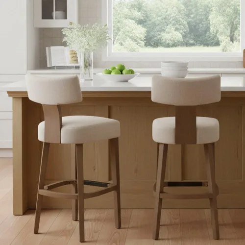 Vista 12 de RIVOVA Taburete de bar de 26 pulgadas de altura de mostrador, taburetes de bar de cocina modernos con respaldo y patas de madera maciza, taburetes
