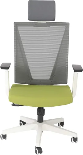 Vista 7 de Silla de oficina ergonómica giratoria con soporte lumbar, reposacabezas y apoyacabezas con respaldo alto, silla de computadora de malla ajustable