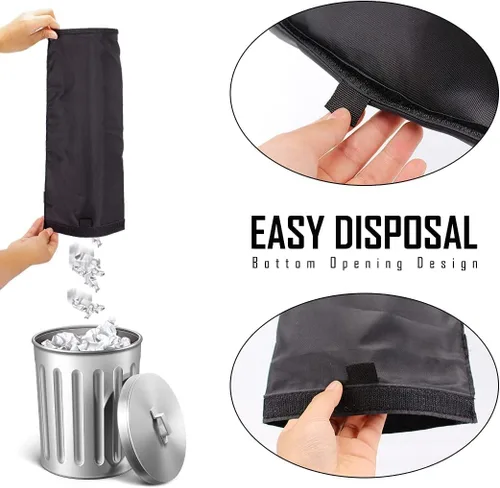 Vista 5 de Bolsa de almacenamiento Encell, de vehículo, para la basura, que se cuelga en el respaldo del asiento, Negro 1 Paquete