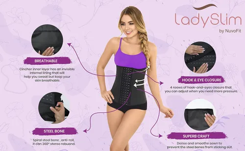 Vista 6 de Lady Slim - Fajas reductoras colombianas de látex para mujer, faja moldeadora de cintura para mujer. Cinturilla Shapewear Free Extender Cintura