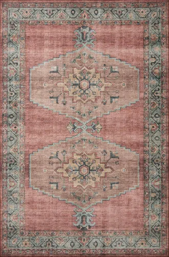 Vista 11 de Loloi Heidi Collection HEI-03 - Alfombra decorativa de mezclilla y rubor de 2 pies 3 pulgadas x 3 pies 9 pulgadas